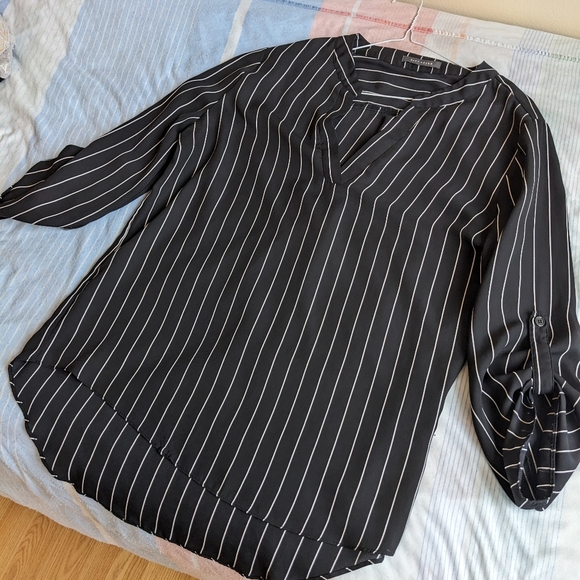 Black and White Striped Women's Blouse - Picture 5 of 7